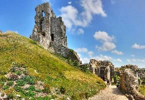 Corfe Castle, ruins on the Dorset coast of England, castle, exterior, corfe, walls, southwest, stone, outdoors, wareham, kingdom, swanage, united, purbeck, little, ruins, historic, great, ancient, tourism, britain, coast, relic, europe, dorset, outdoor